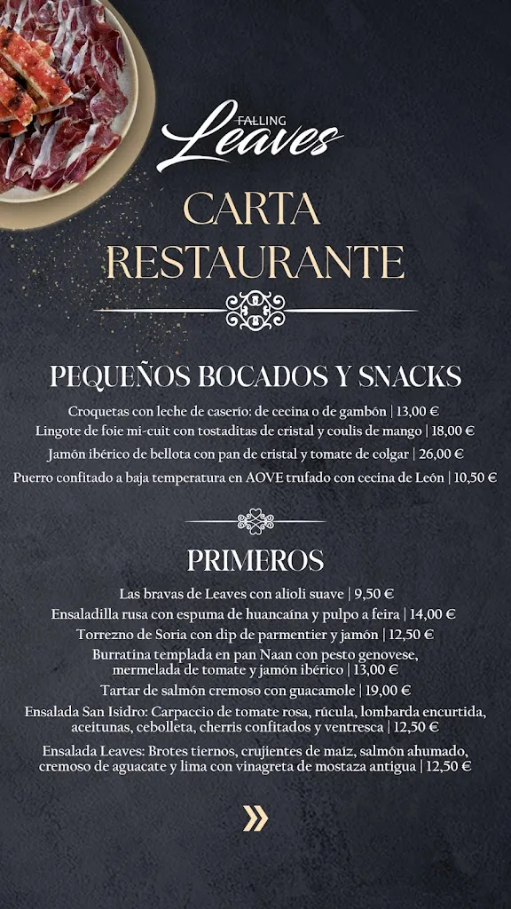 Menü_Leaves Restaurant _Vellés La_Bild_1