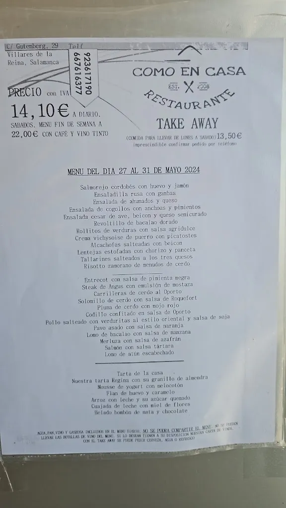Menü_Restaurante Como En Casa_Villares de la Reina_Bild_4