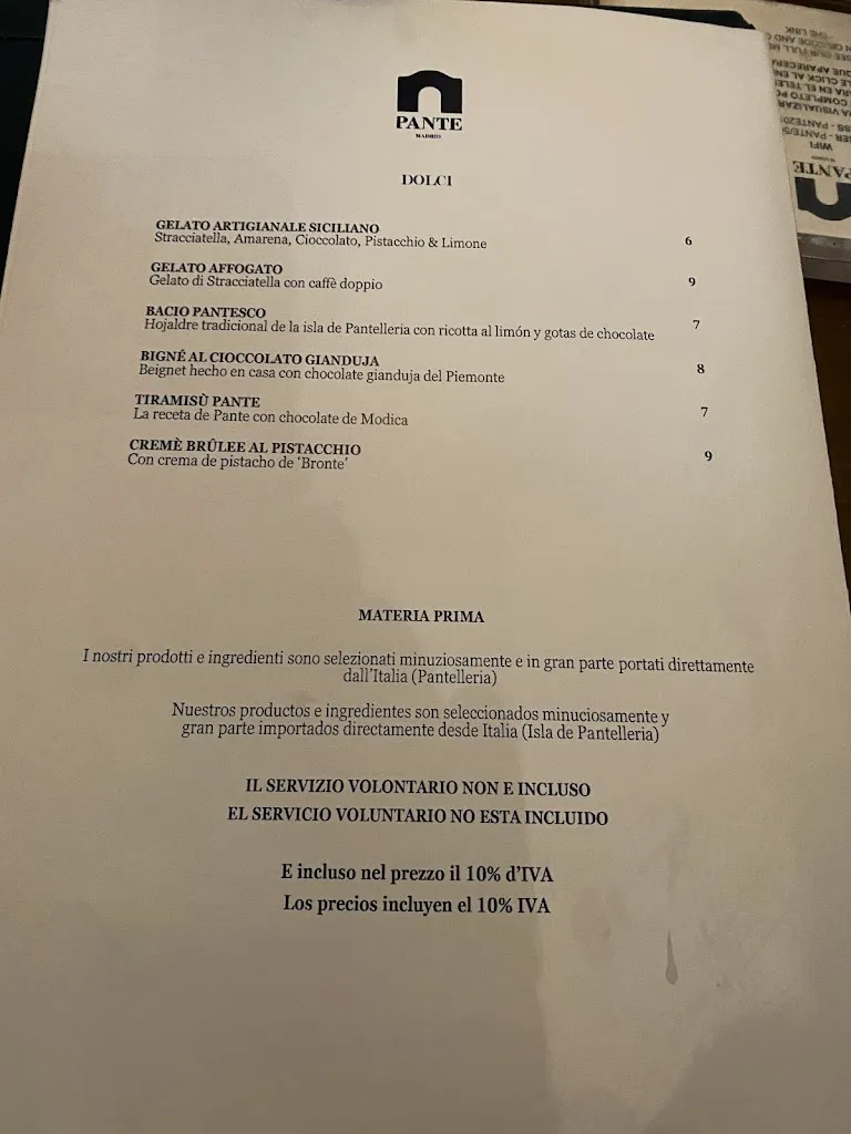 Menu_Pante Cucina Italiana_Villaverde de Guareña_immagine_4