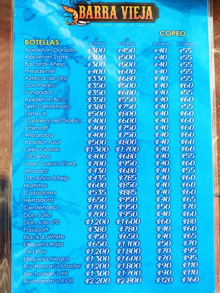 Menu_Restaurant Campestre Familiar Barra Vieja_Villaflores_image_1