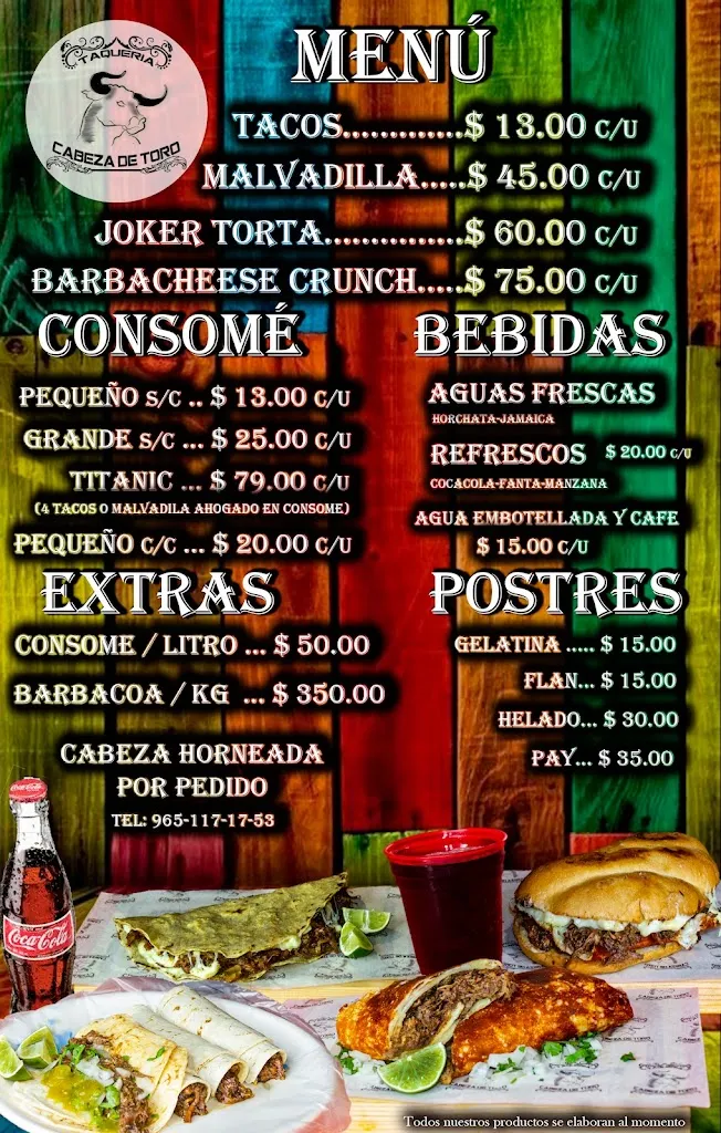 Menu_Taquería Cabeza de Toro_Villaflores_image_1