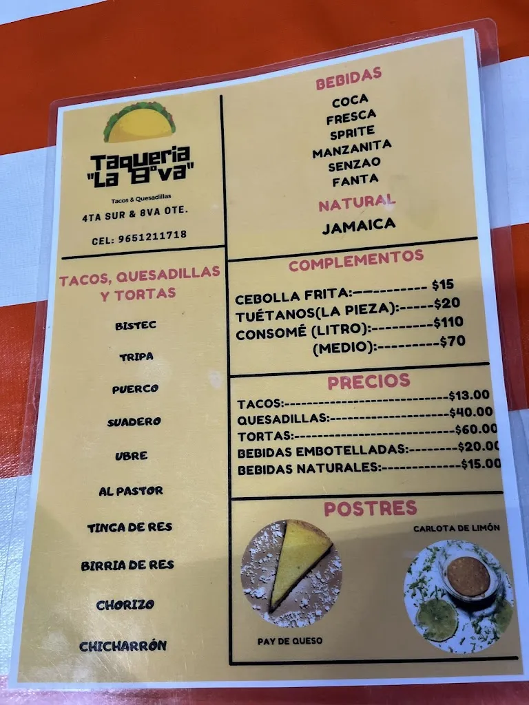 Menu_Taqueria La Octava_Villaflores_image_1