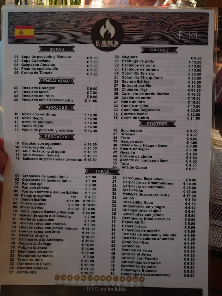 Menu_El Bodegón Restaurante & Tapas_Arona_immagine_3