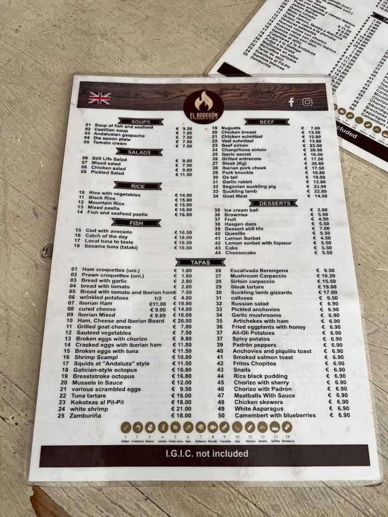 Menu_El Bodegón Restaurante & Tapas_Arona_immagine_4