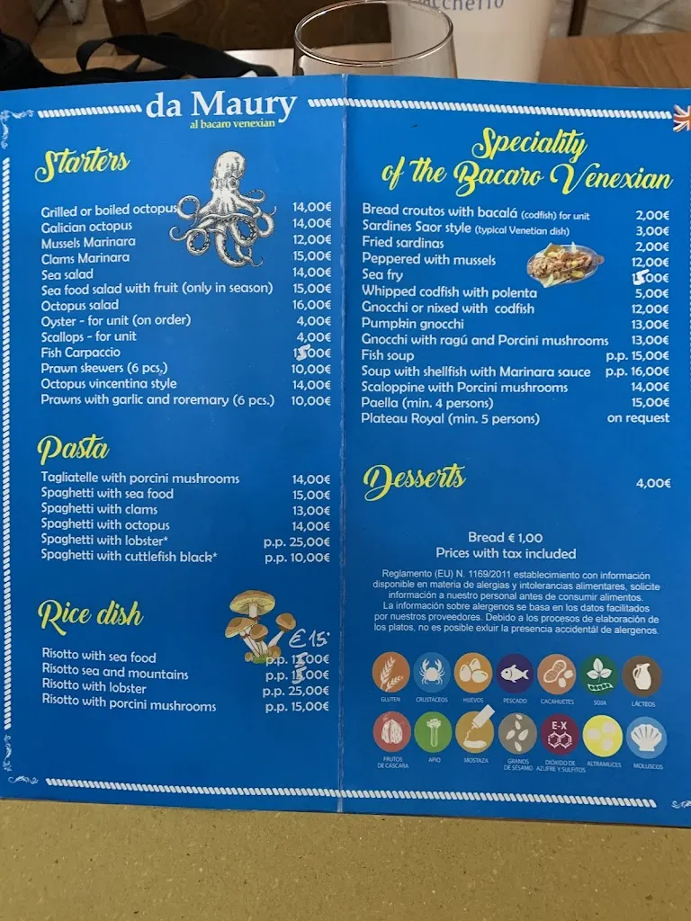 Menu_Restaurante da Maury - al bacaro venexian_Arona_image_3