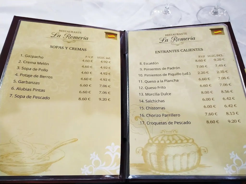 Menu_La Romería Tenerife_Arona_image_1