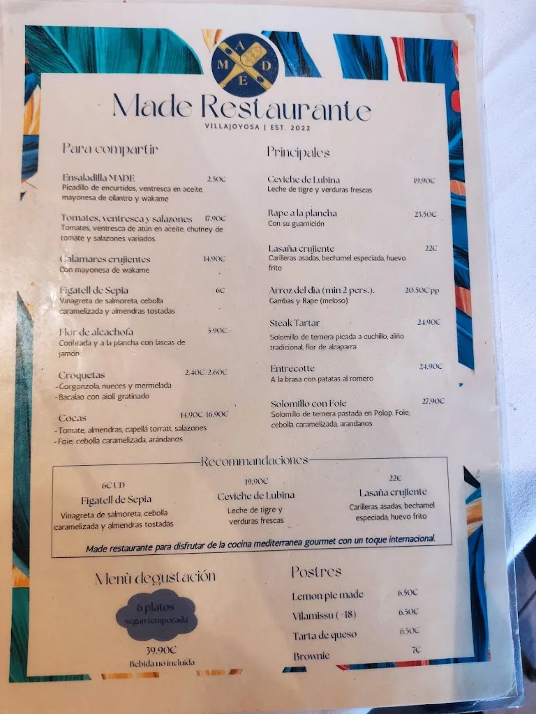 Menu_Restaurante MADE 100% No Gluten_Villajoyosa/Vila Joiosa la_immagine_3