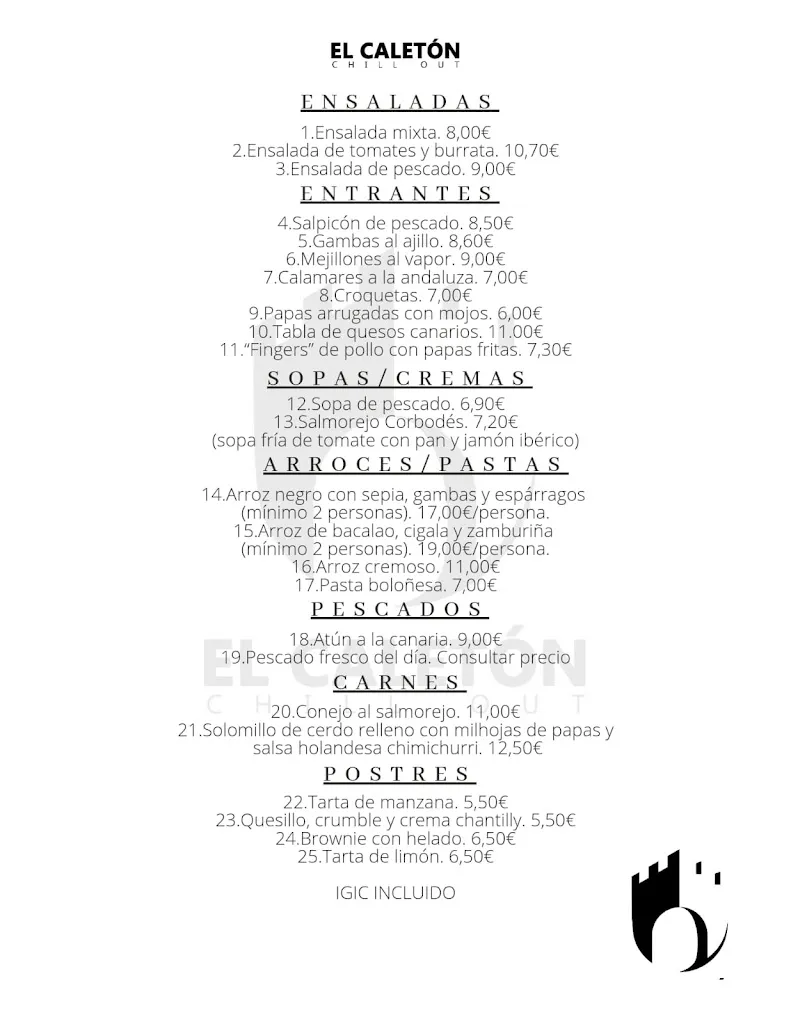 Menu_El Caletón Restaurante Chill Out _Garachico_immagine_1