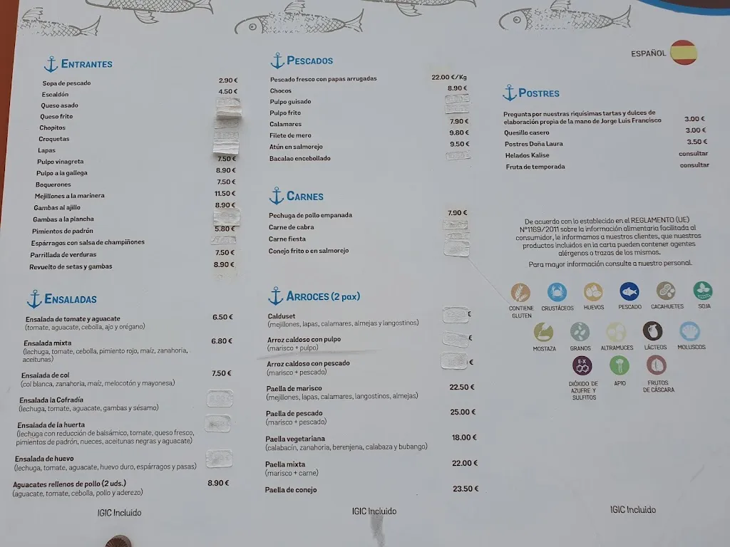 Menu_Cofradía del mar el Guincho_Garachico_immagine_1