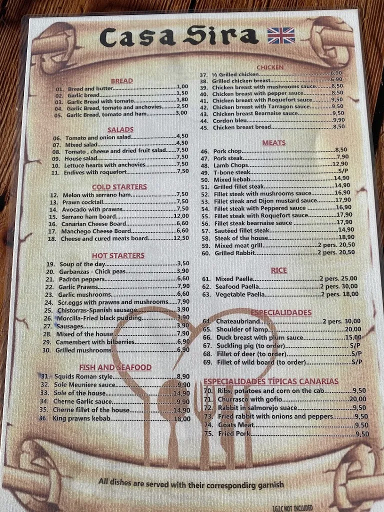 Menu_Restaurante Casa Sira_Guía de Isora_immagine_4