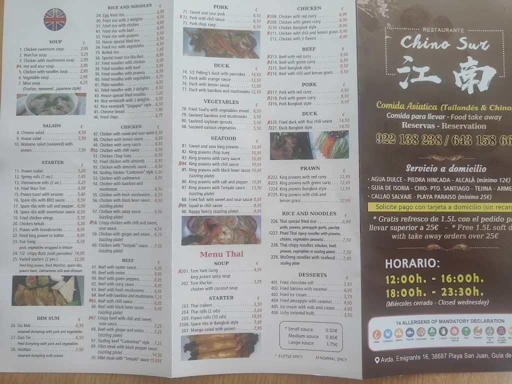 Menu_Restaurante Chino sur_Guía de Isora_image_4