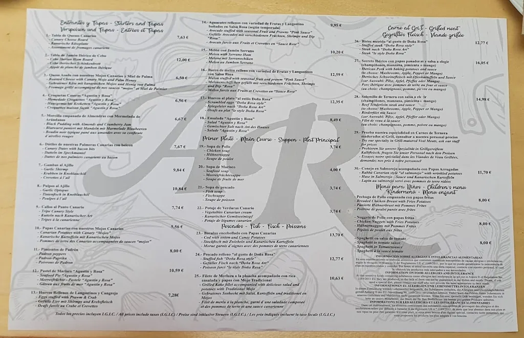 Menu_Restaurante Agustín Y Rosa_Icod de los Vinos_immagine_1