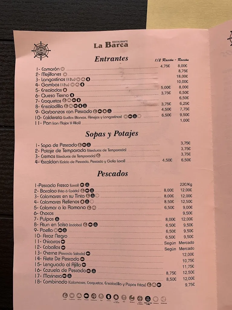 Menu_Restaurante Pescados La Barca_Icod de los Vinos_image_1