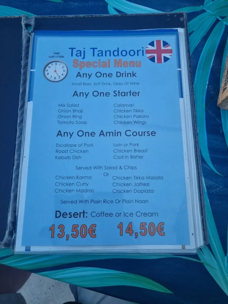 Menu_Taj Tandoori_Villajoyosa/Vila Joiosa la_immagine_1