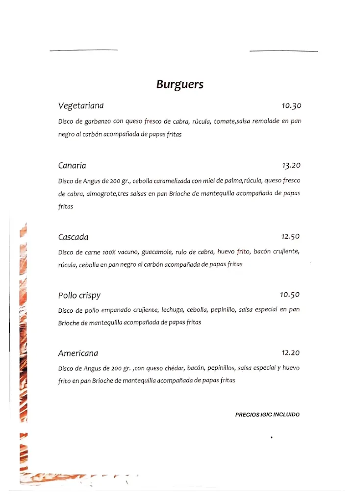 Menu_Restaurante La Cascada lacascadarestaurantcocktailbar_Icod de los Vinos_immagine_2