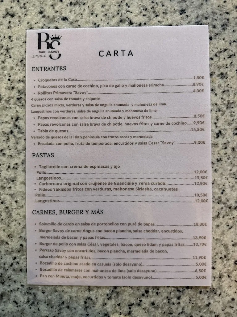 Menu_Bar Savoy Fusion_Llanos de Aridane Los_image_1