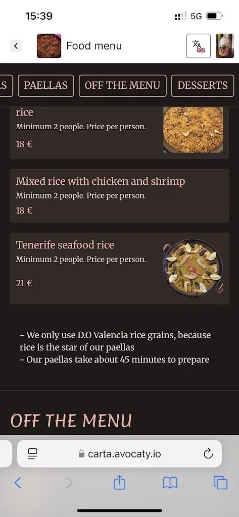 Menu_La Grifería Paella & Cocktails_Puerto de la Cruz_image_2