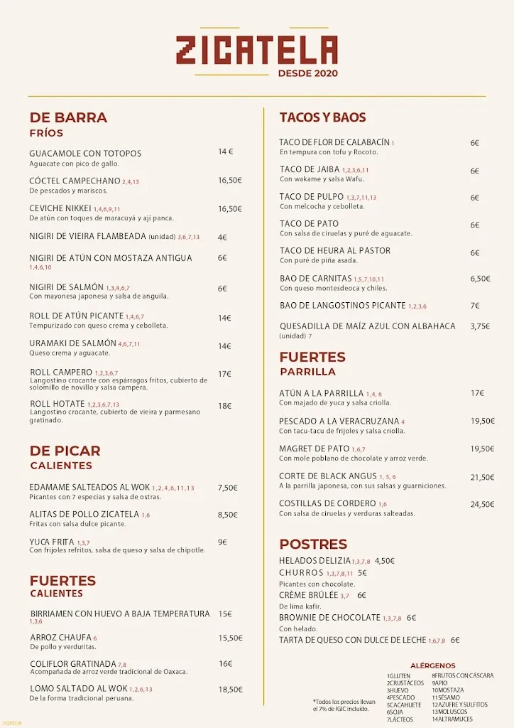 Menu_Zicatela Restaurant & Cocktail Bar_Puerto de la Cruz_image_1
