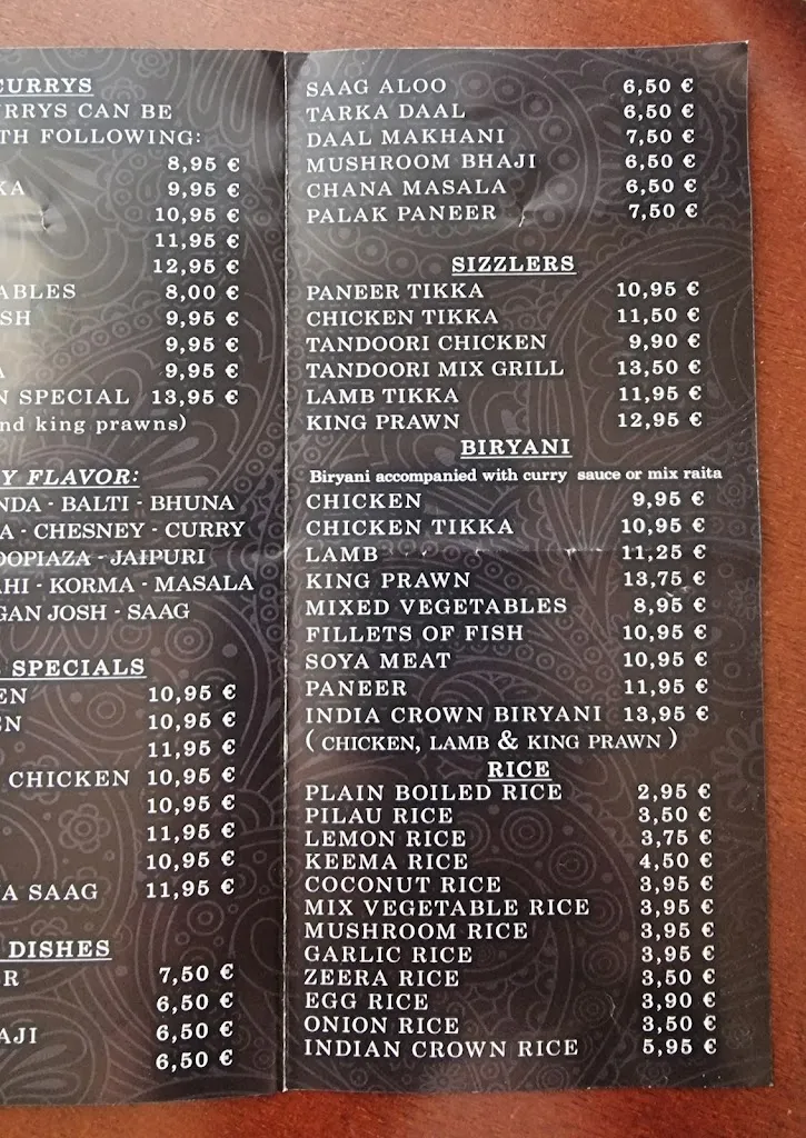 Menu_Indian Crown_Puerto de la Cruz_image_3