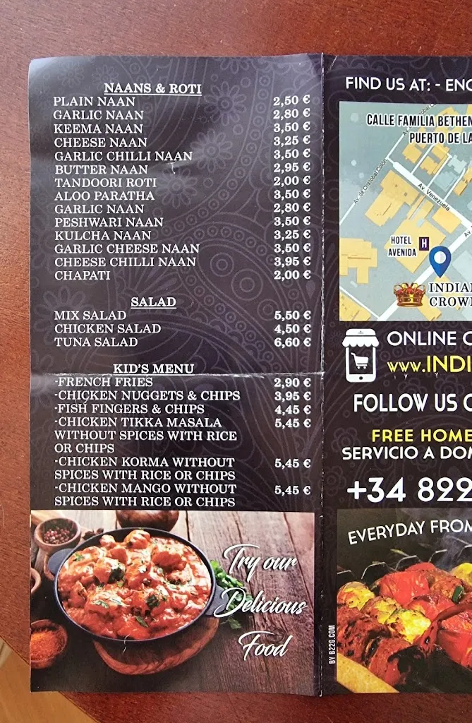 Menu_Indian Crown_Puerto de la Cruz_image_4