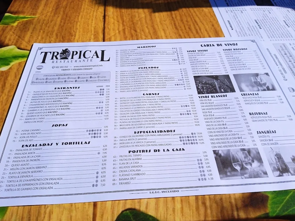 Menu_Restaurante Tropical_Puerto de la Cruz_immagine_1