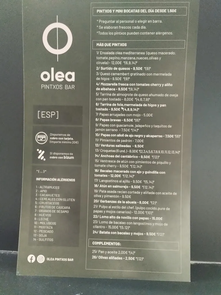 Menu_OLEA PINTXOS BAR_Puerto de la Cruz_image_2