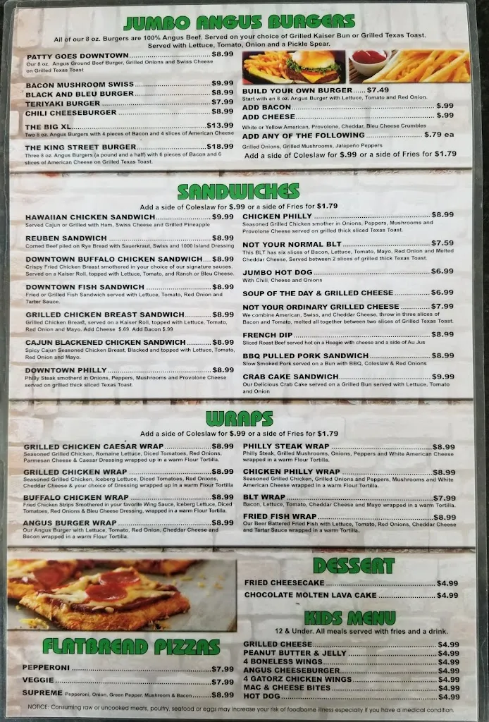 Menu_Downtown Gatorz Bar And Grill_Puntagorda_immagine_1