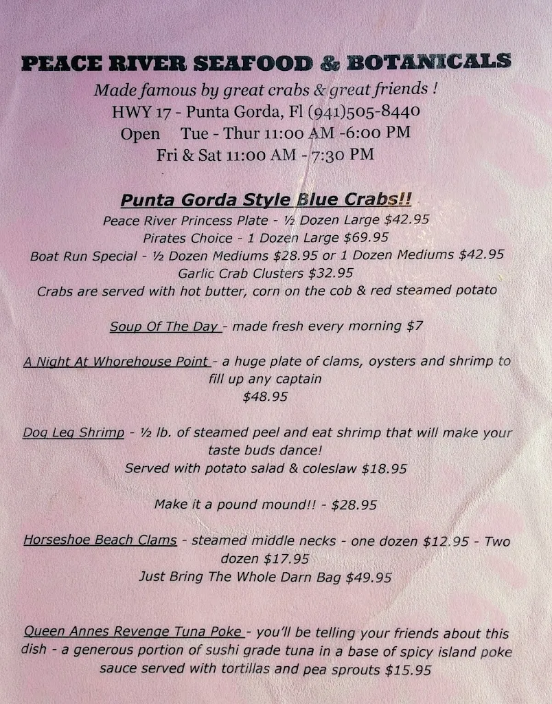 Menu_Peace River Seafood_Puntagorda_image_1