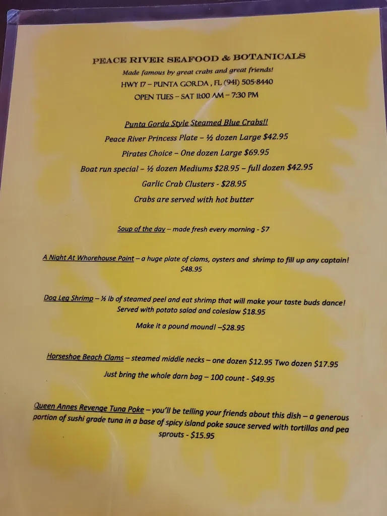 Menu_Peace River Seafood_Puntagorda_image_4