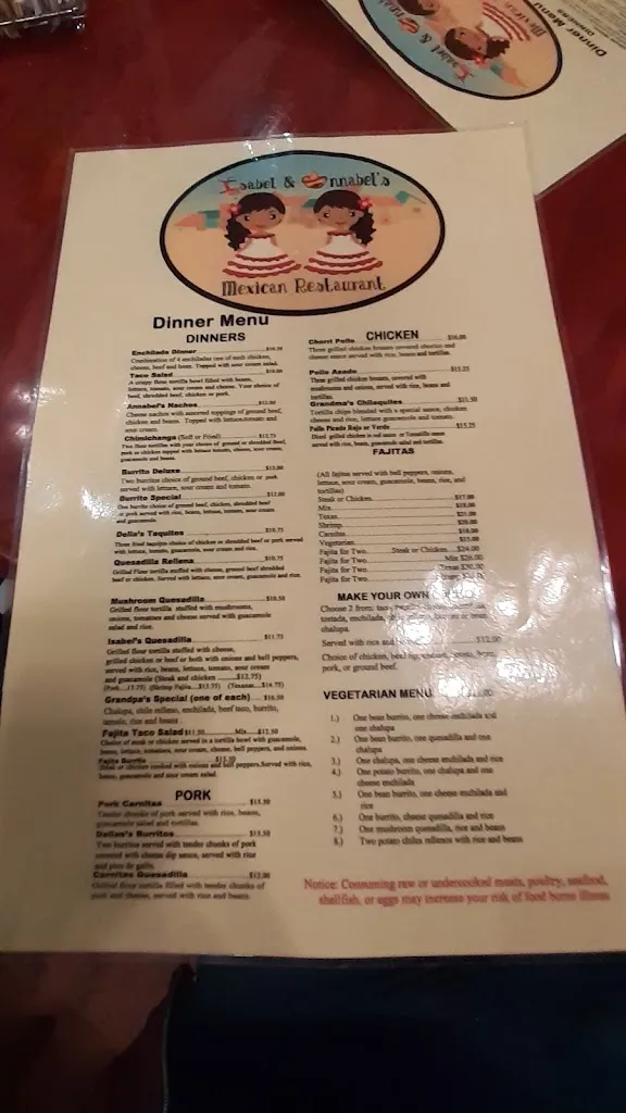 Menu_Isabel & Annabel's Mexican Restaurant_Puntagorda_image_1