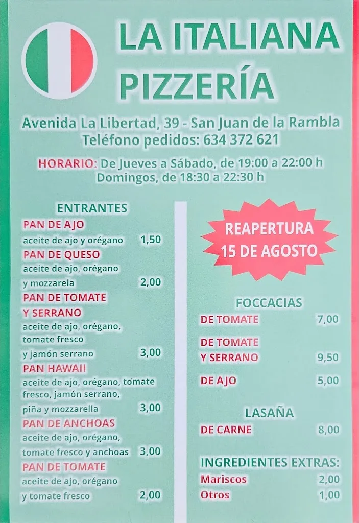 Menu_Pizzería La Italiana_San Juan de la Rambla_image_2