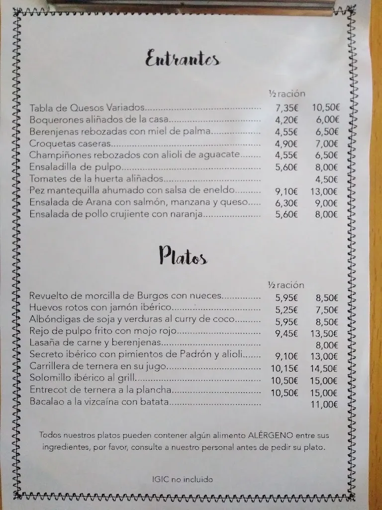 Menu_La Tasca de Arana_San Cristóbal de La Laguna_image_3
