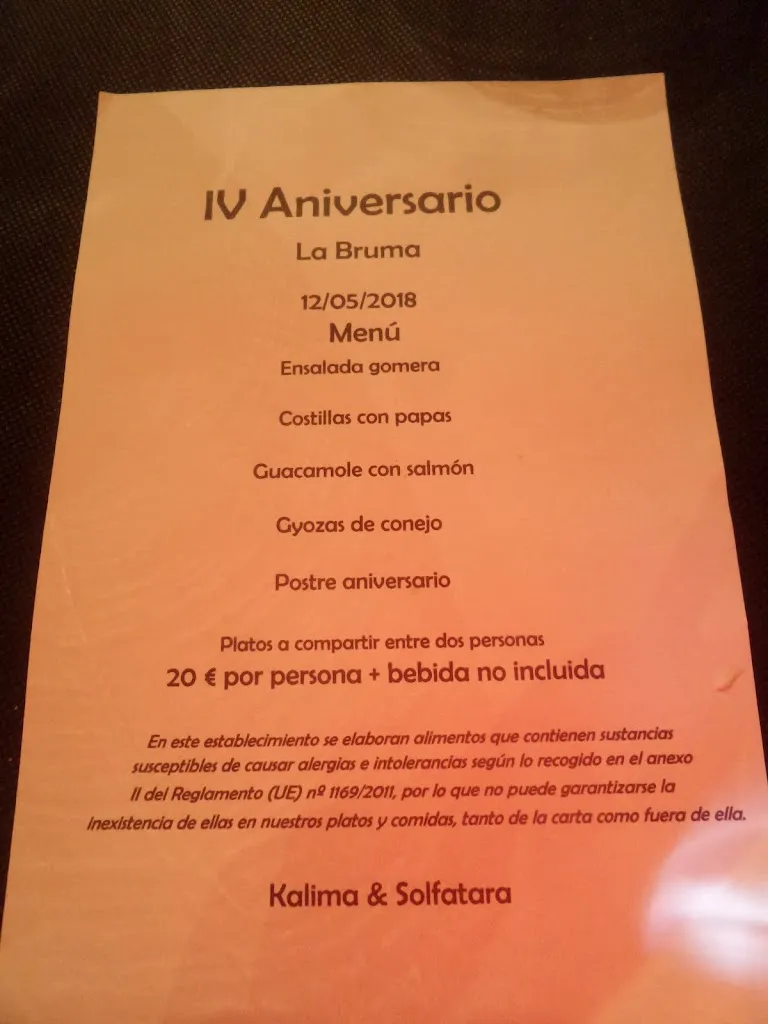 Menu_La Bruma Restaurante_San Cristóbal de La Laguna_image_2