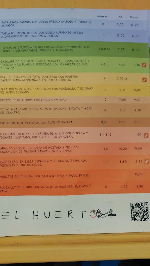 Menu_El Huerto_San Cristóbal de La Laguna_image_3