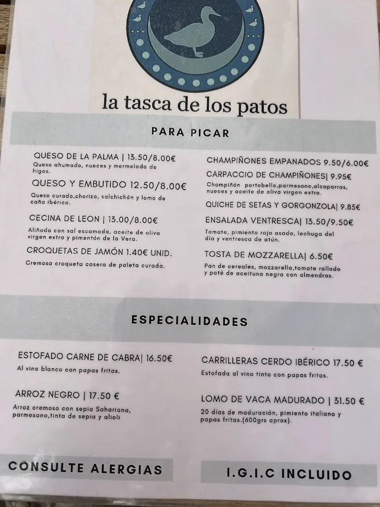 Menu_La Tasca de Los Patos_San Cristóbal de La Laguna_image_2