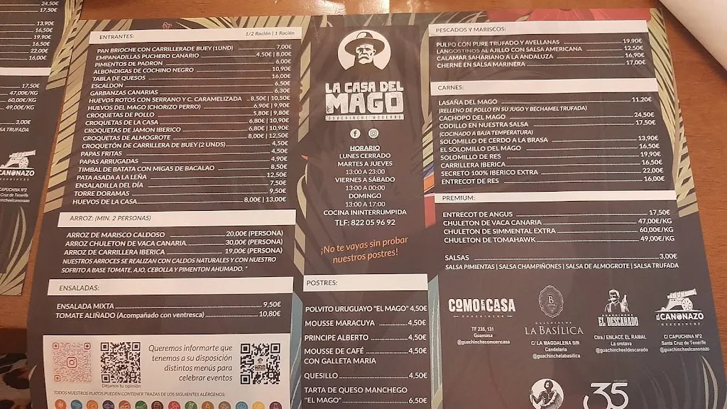 Menu_La Casa del Mago Guachinche Moderno_San Cristóbal de La Laguna_image_3