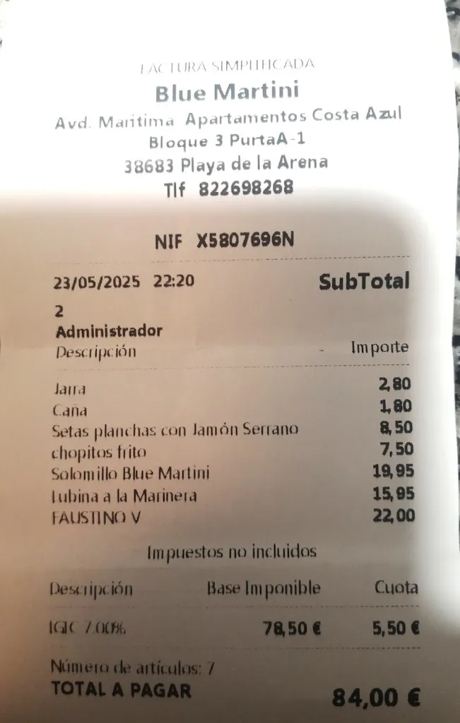 Dodger_Restaurante Blue Martini_Santiago del Teide_review