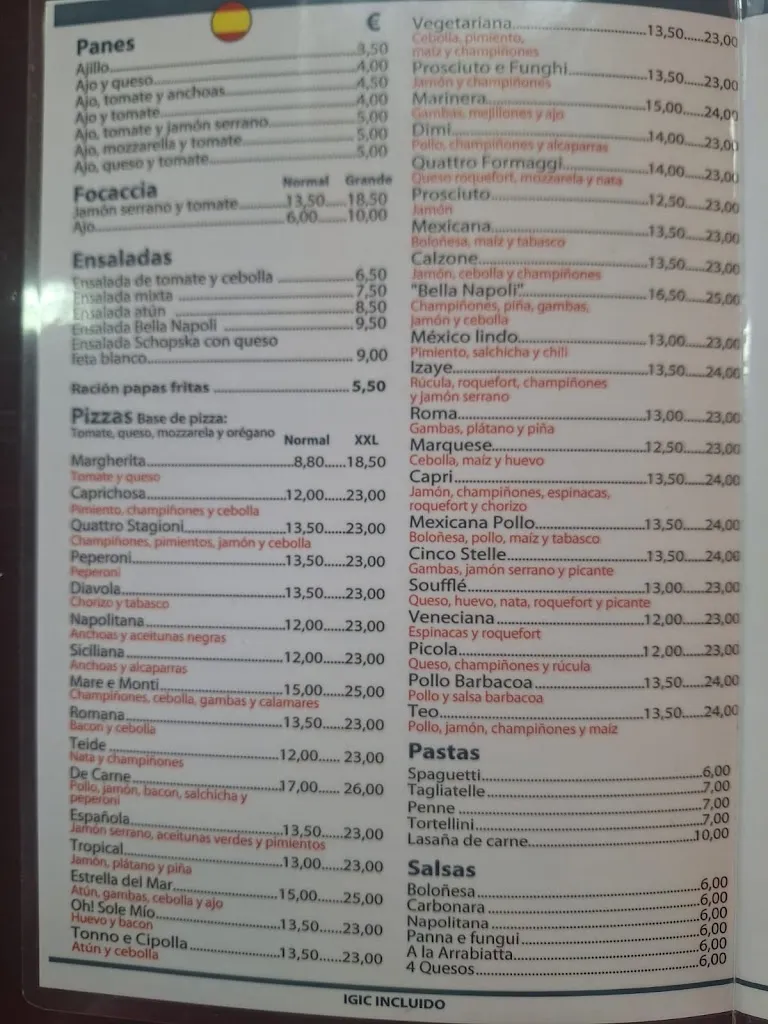 Menu_Pizzería Bella Napoli_Santiago del Teide_image_1