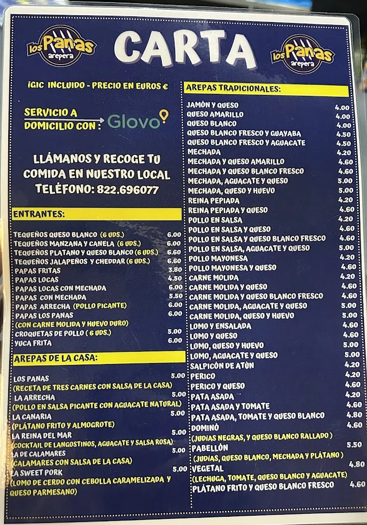 Menu_Arepera los panas_Tacoronte_image_2