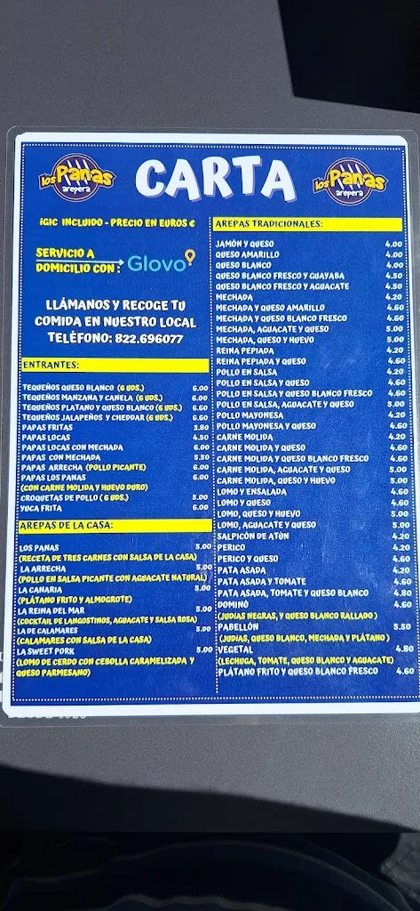 Menu_Arepera los panas_Tacoronte_image_3