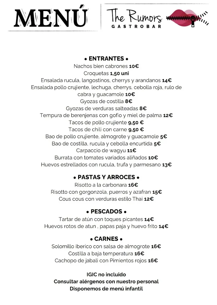 Menu_The Rumors Gastrobar_Tegueste_image_2