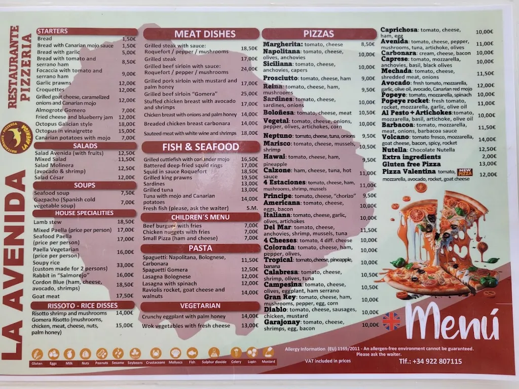 Menu_Restaurante Pizzería La Avenida_Valle Gran Rey_image_1