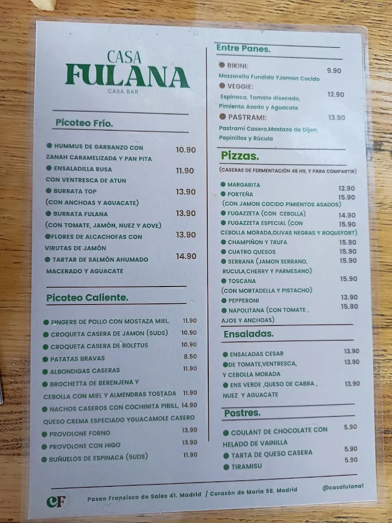 Menu_Pub restaurante Casa Fulana_Vallehermoso_image_1