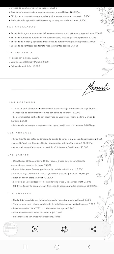 Menu_Restaurante Marmalé_Vallehermoso_immagine_4