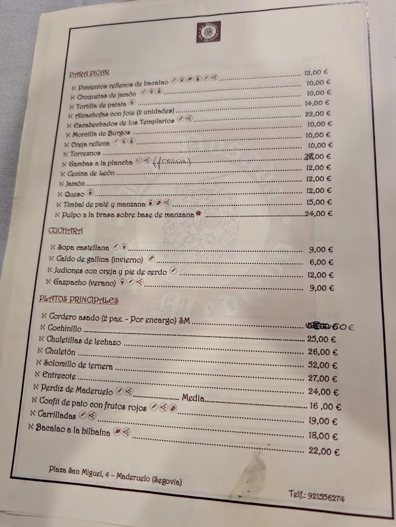 Menu_Comidas Restaurante Posada del Medievo | Los Templarios_Alconada de Maderuelo_immagine_1