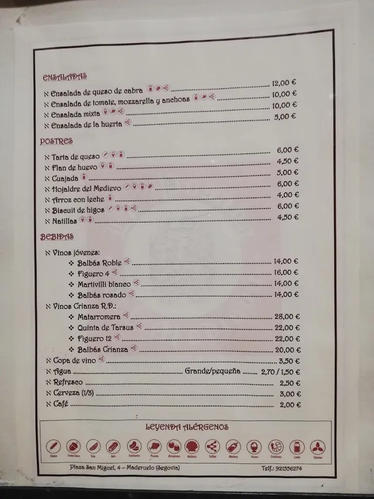 Menu_Comidas Restaurante Posada del Medievo | Los Templarios_Alconada de Maderuelo_immagine_4