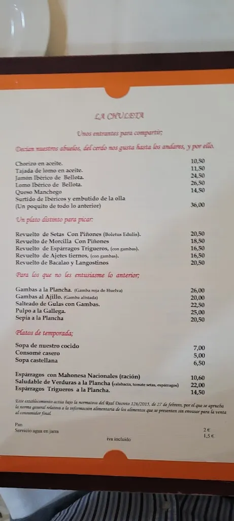 Menu_Restaurante LA CHULETA_Aldeanueva del Codonal_image_1