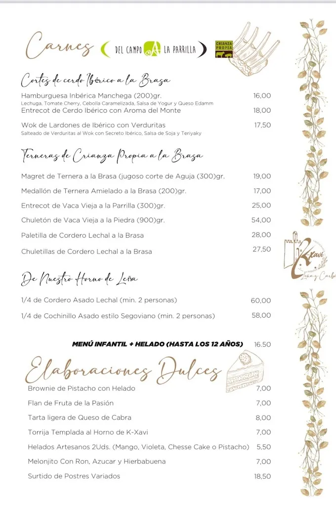 Menu_k-xavi restaurante_Ayllón_image_1