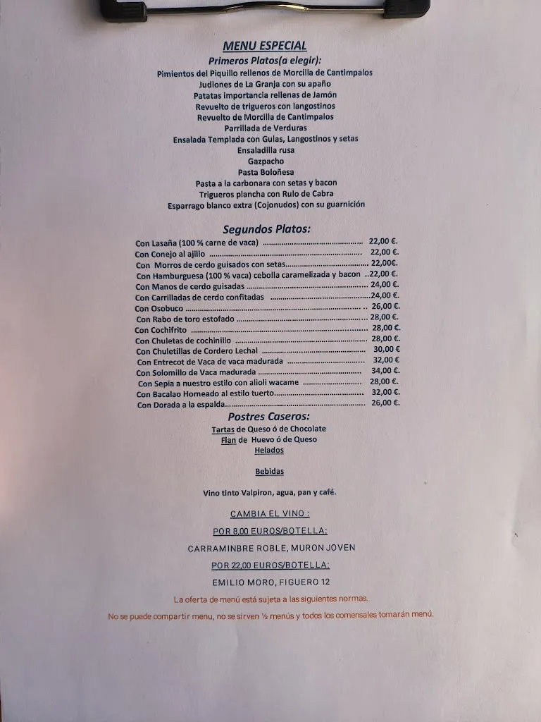 Menu_Bar-restaurante El Rincón Del Tuerto Pirón_Cabañas de Polendos_image_1