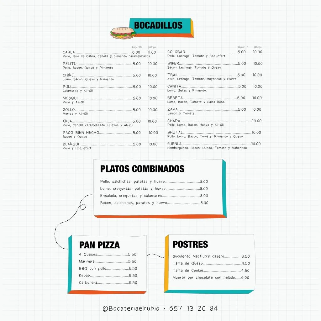 Menu_Bocatería Restaurante El Rubio_Cabezuela_image_1